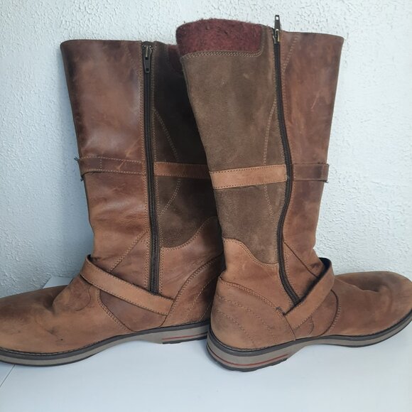 LL Bean Boots Womens 8 Wide Park Ridge Mid Calf Riding Side Zip Brown Leather - Picture 3 of 7